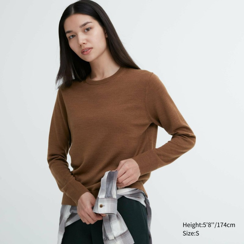Мужской шерстяной свитер Uniqlo коричневый