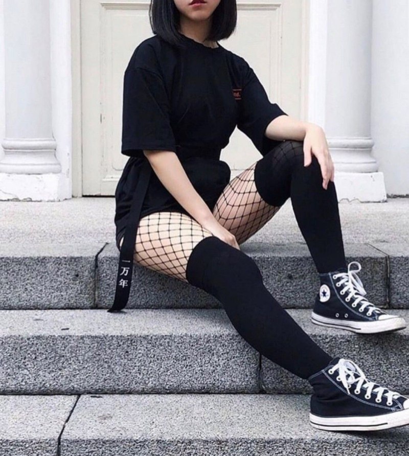 Goth outfit Грандж 2020 корейский джинсы