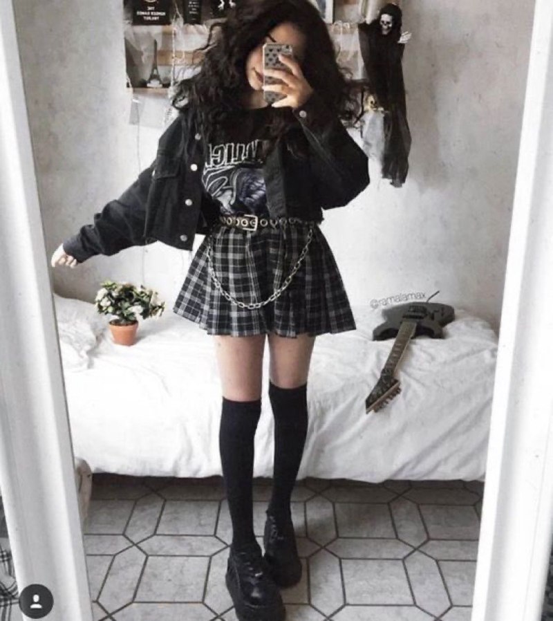 Goth outfit Грандж корейская одежда