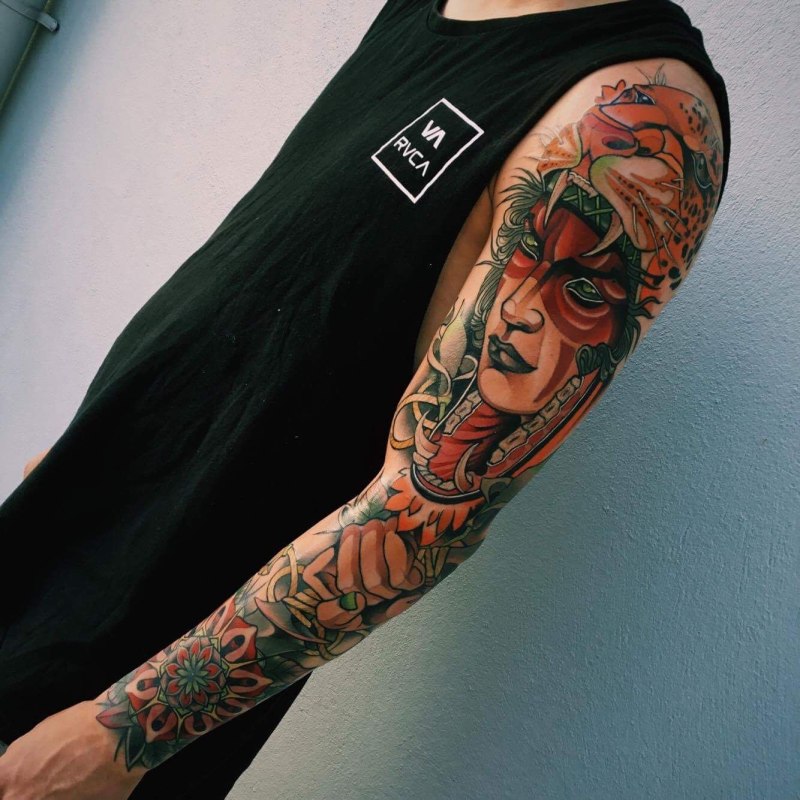 Neo Traditional Tattoo Sleeve