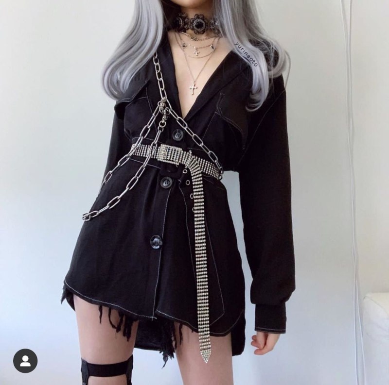 Goth outfit Грандж 2020 корейский рубашка