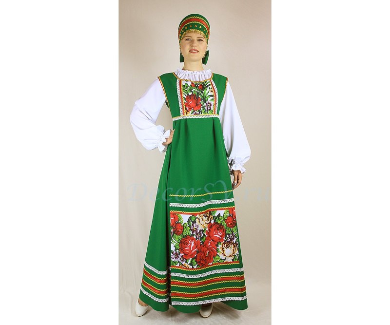 Русский народный костюм зеленый