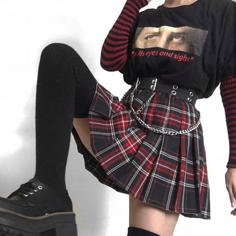 Goth outfit Грандж 2020 корейский юбка