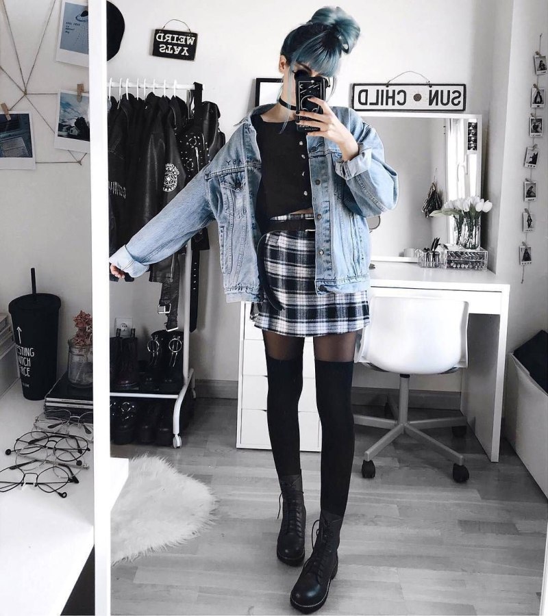 Outfit Грандж корейский черный