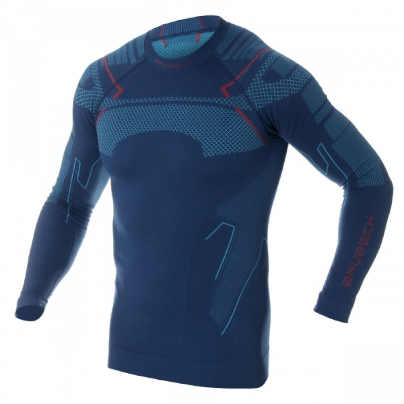 Термобелье (футболка, дл.рукав) Brubeck Wool Merino 78%, темно-синий l