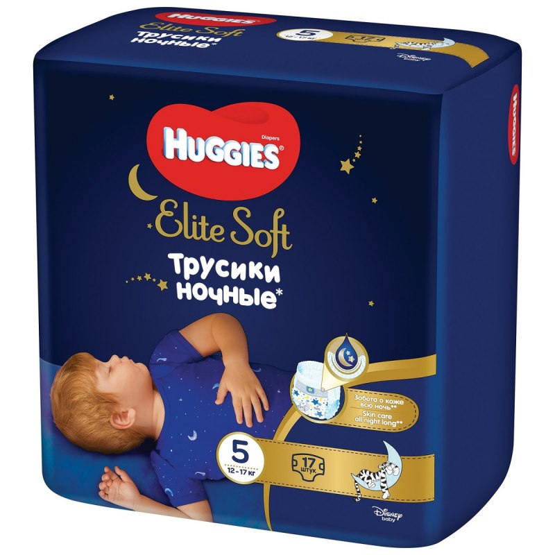 Huggies трусики ночные Elite Soft 5 (12-17 кг) 17 шт.