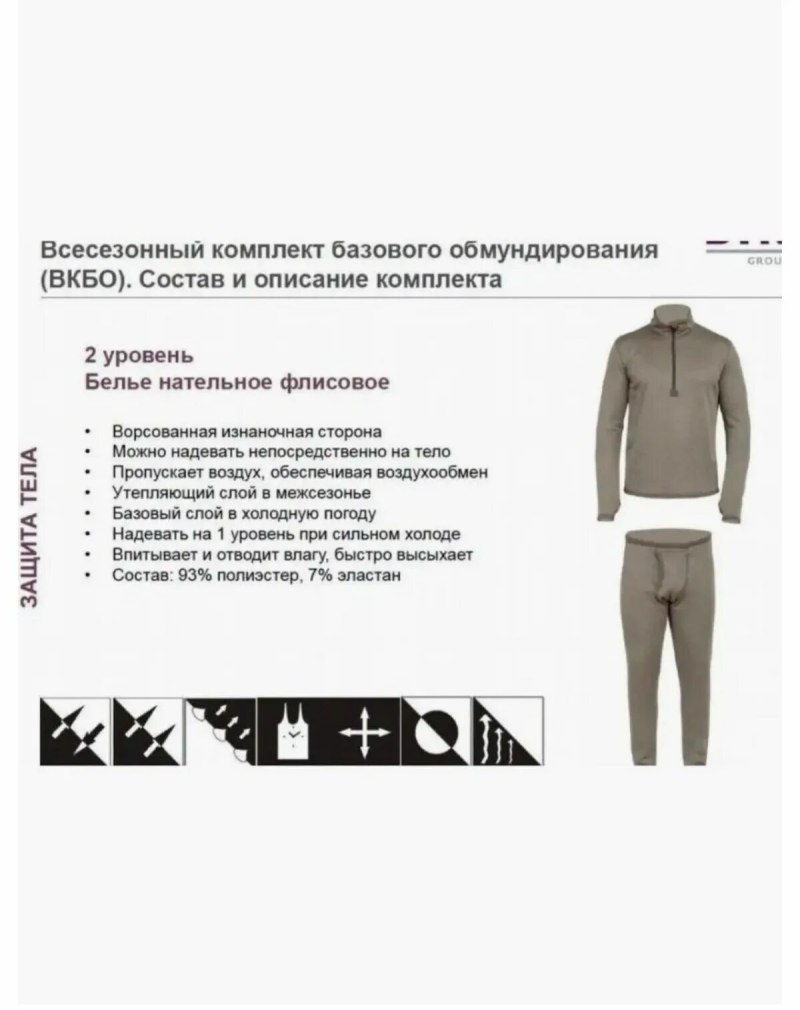 Таблица размеров нательного белья ВКПО