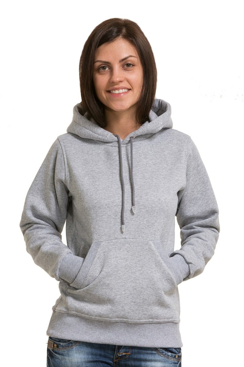 Серая толстовка с капюшоном женская