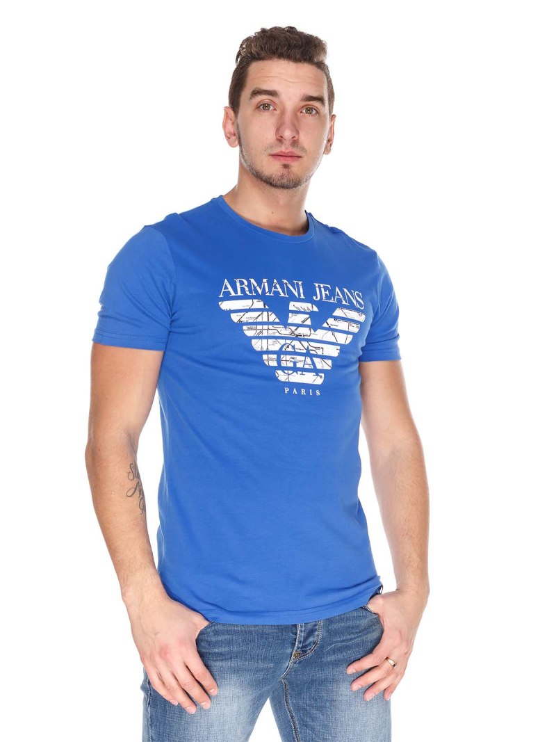 Синий футболка Армани джинс