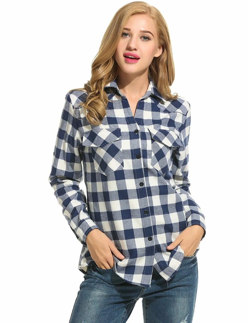 Фланелевая рубашка в клетку женская