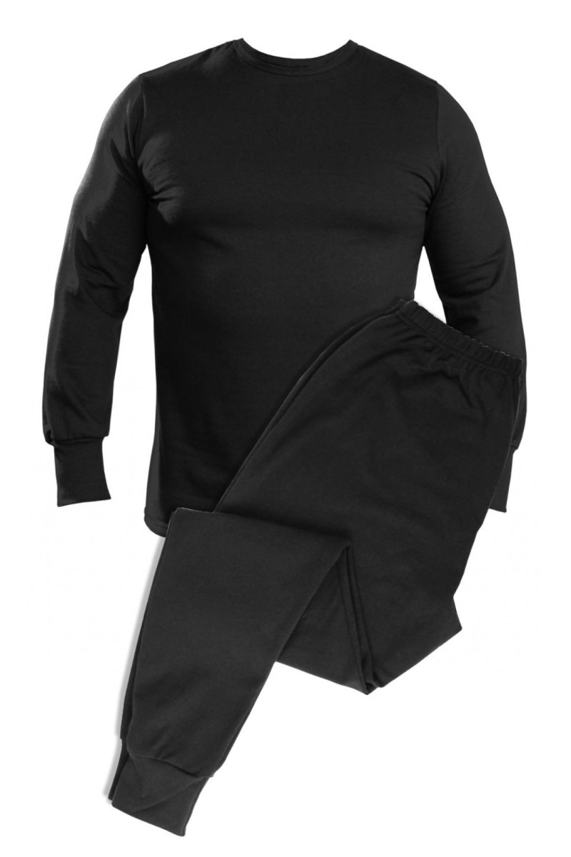 Белье нательное, трикотаж с начесом, комплект, до -15, цв. Черный, р.56/40/