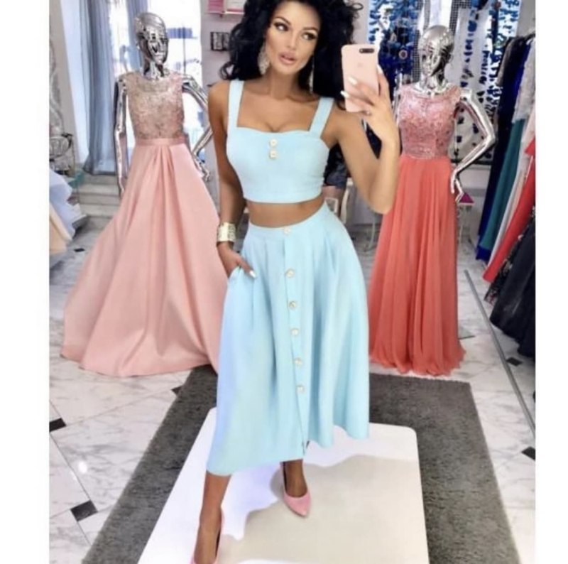 Топ с юбкой летний