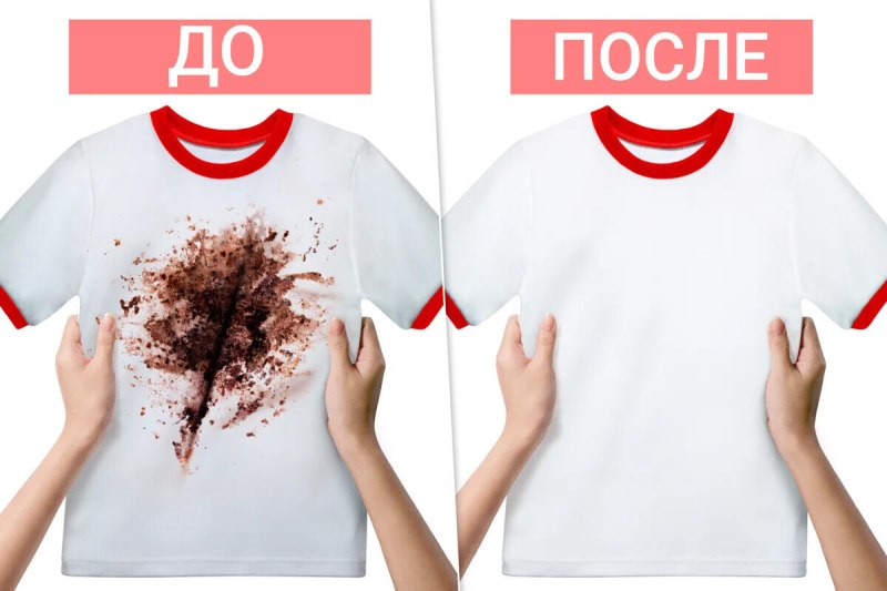 Пятна на одежде до после