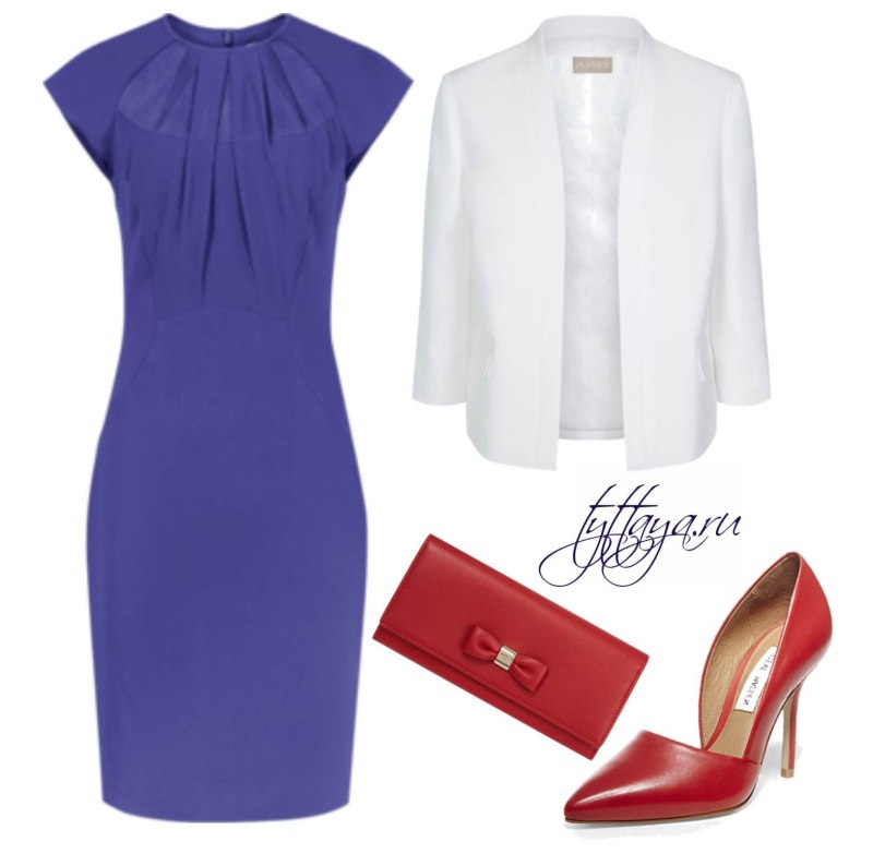 Синее платье футляр