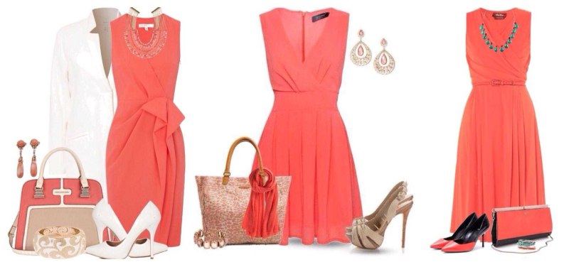 Украшения к коралловому платью