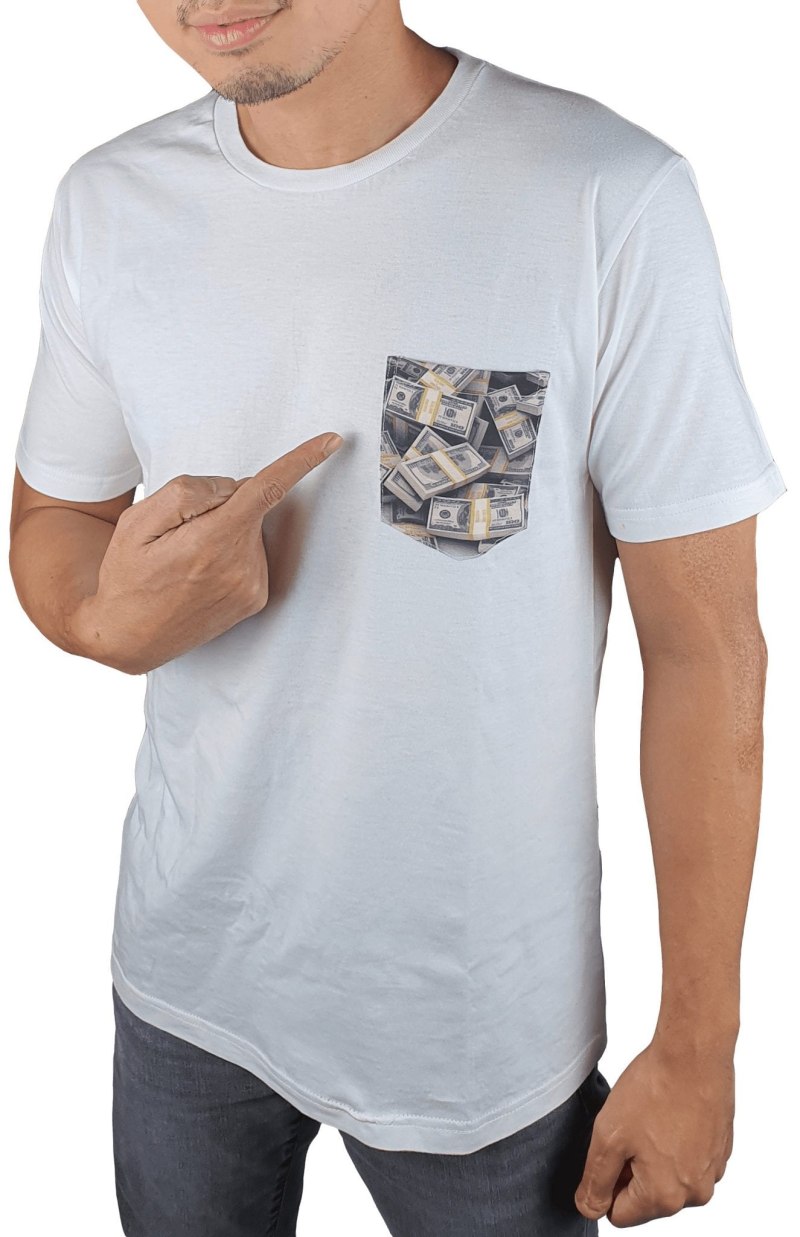 Футболка белая мужская с карманом