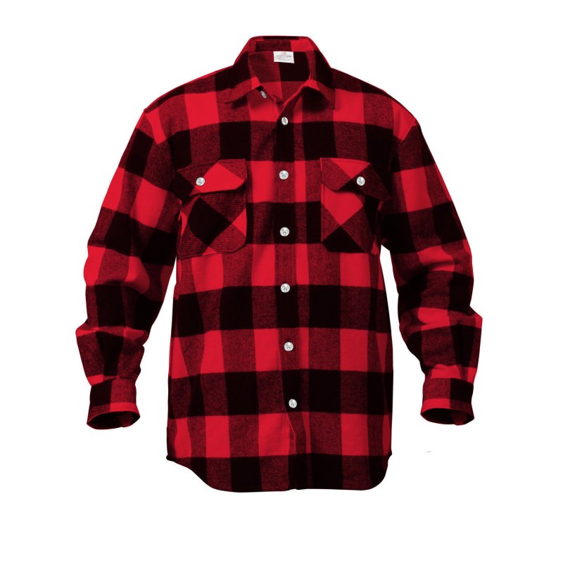 Red Extra Heavyweight Brawny Buffalo Plaid Flannel Shirt