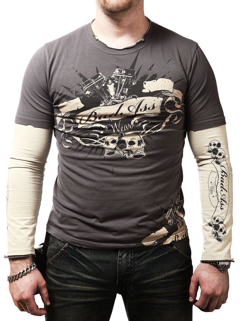 Футболка с длинным рукавом комбинированная мужская