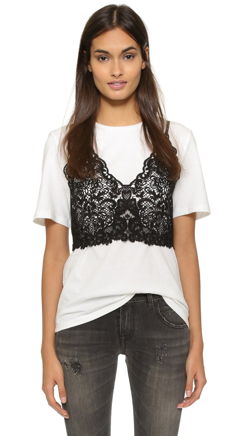 Футболка с кружевным топом сверху