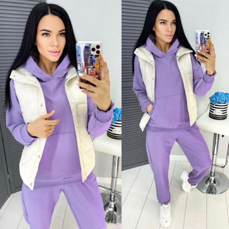 Костюм тройка женский с жилетом спортивный