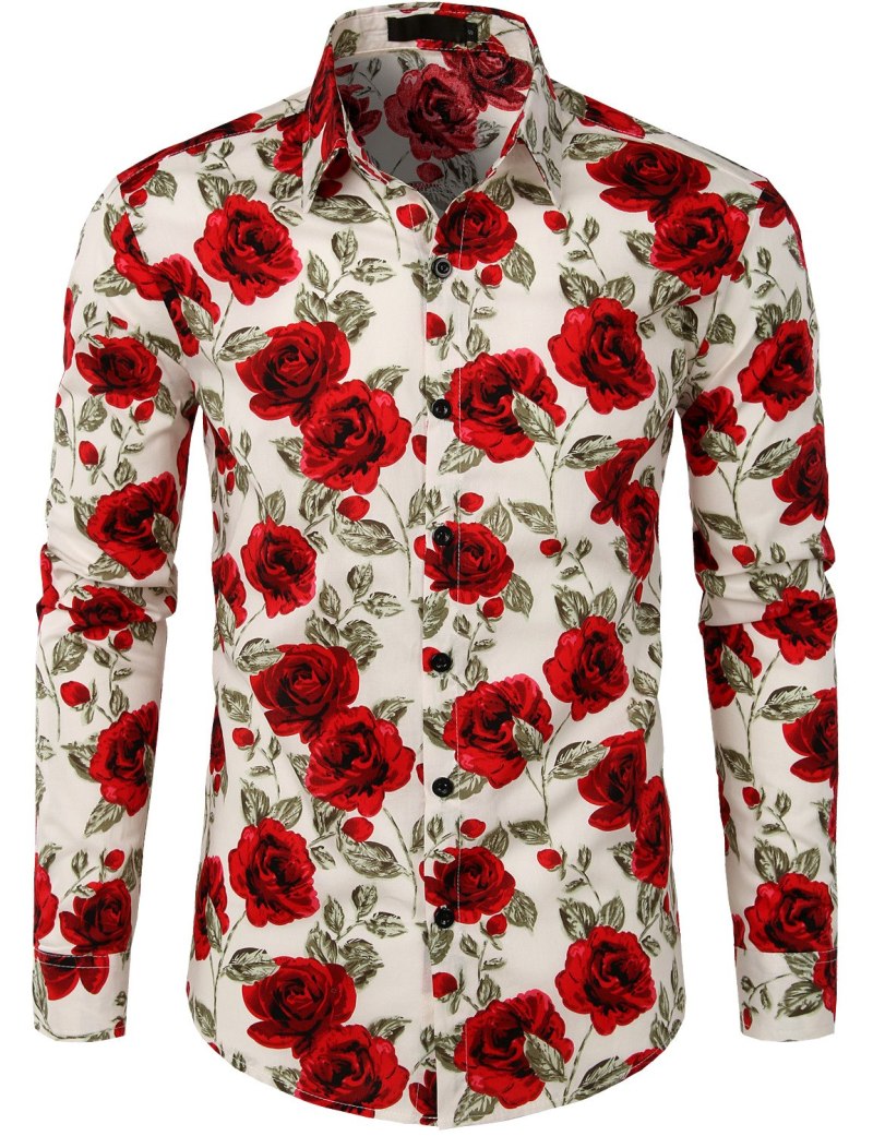 Мужские рубашки с цветочным принтом роза