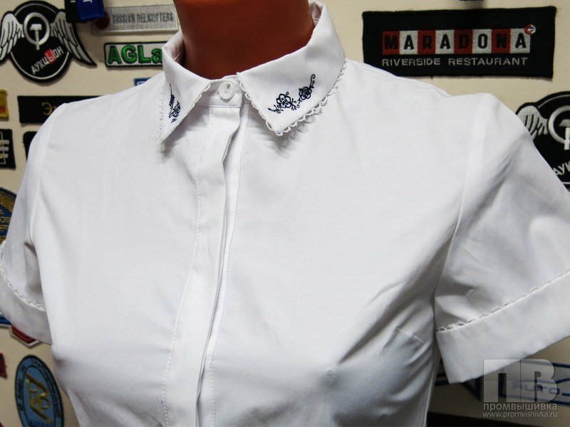 Вышивка на воротнике рубашки