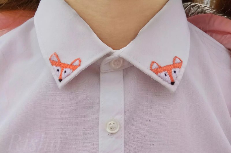 Вышивка на воротнике рубашки