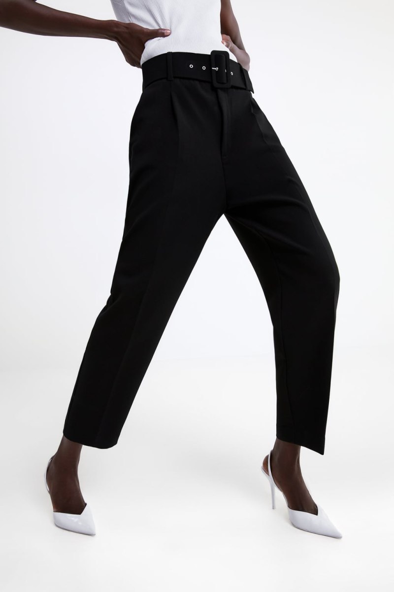 Черные брюки Zara с высокой талией
