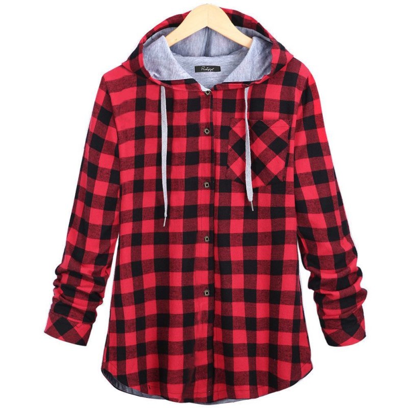 Plaid Shirt рубашка с капюшоном женская
