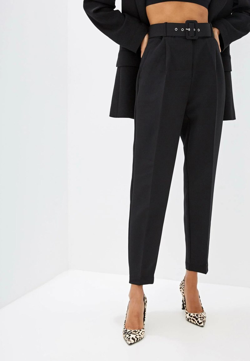 Черные брюки с ремнем Zara женские