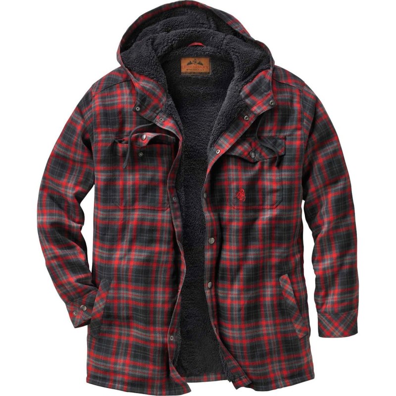 Legendary Whitetails men's Camp Night Berber lined Hooded Flannel Shirt Jacket