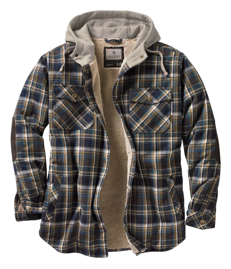 Legendary Whitetails men's Camp Night Berber lined Hooded Flannel Shirt Jacket