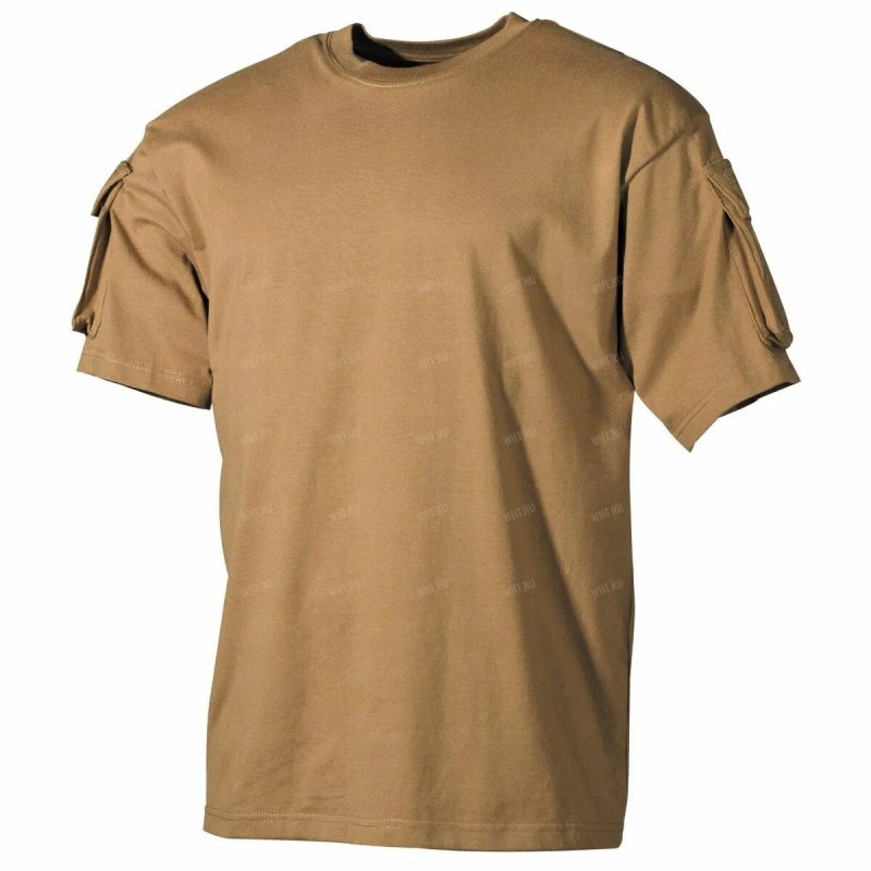 Футболка с карманами на рукавах MFH us t-Shirt, 170g/m?, цвет - Coyote
