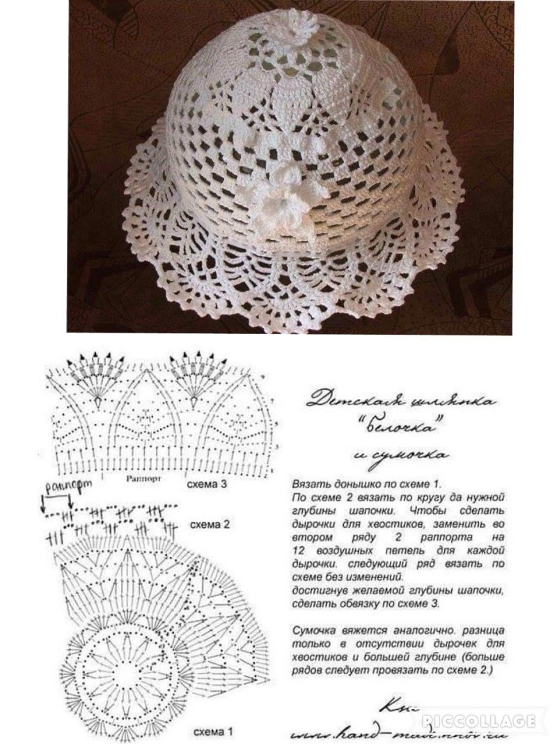 Шляпка панамка крючком для девочки