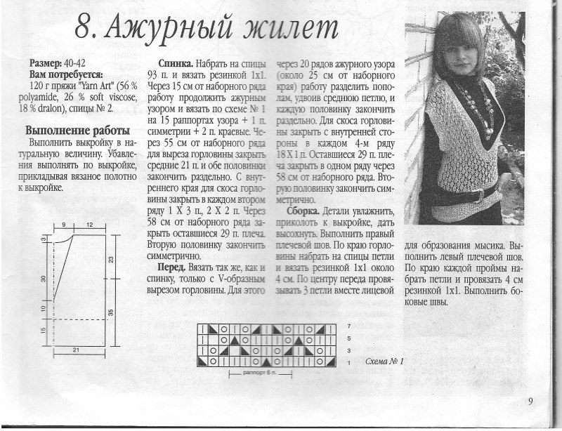 Ажурная жилетка спицами для женщин схемы