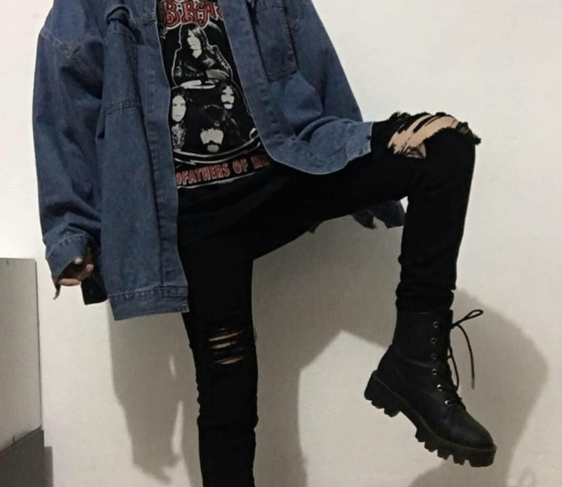 Outfit Грандж корейский черный