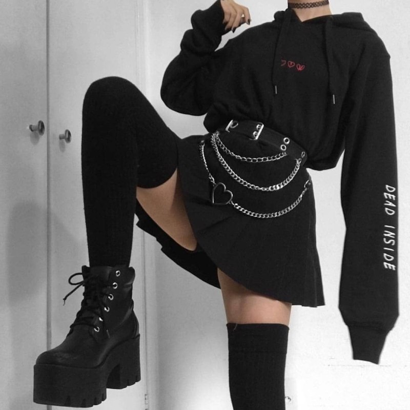 Goth outfit Грандж 2020 корейский штаны