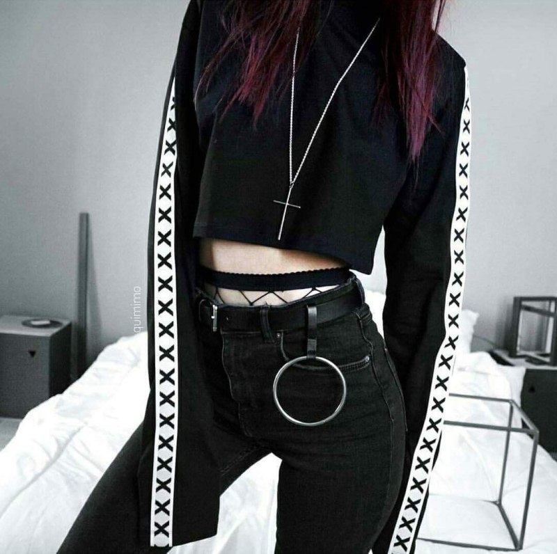 Goth outfit Грандж 2020 корейский штаны