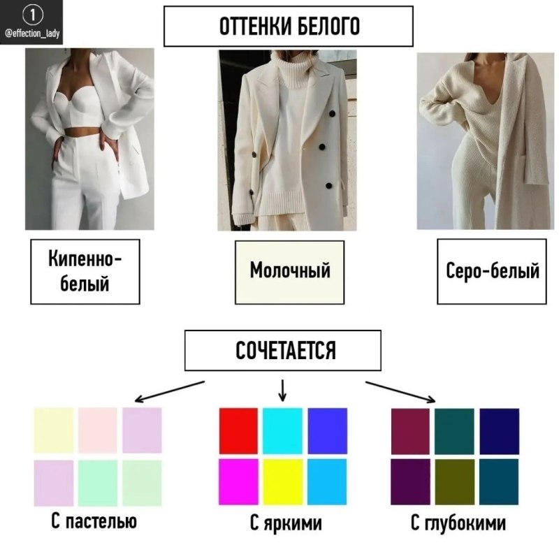 Оттенки белого цвета в одежде