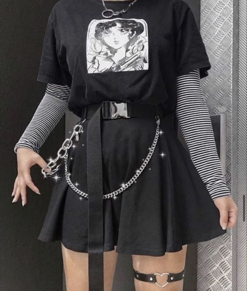 Outfit Грандж корейский черный