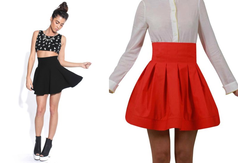 Юбка клёш с завышенной талией