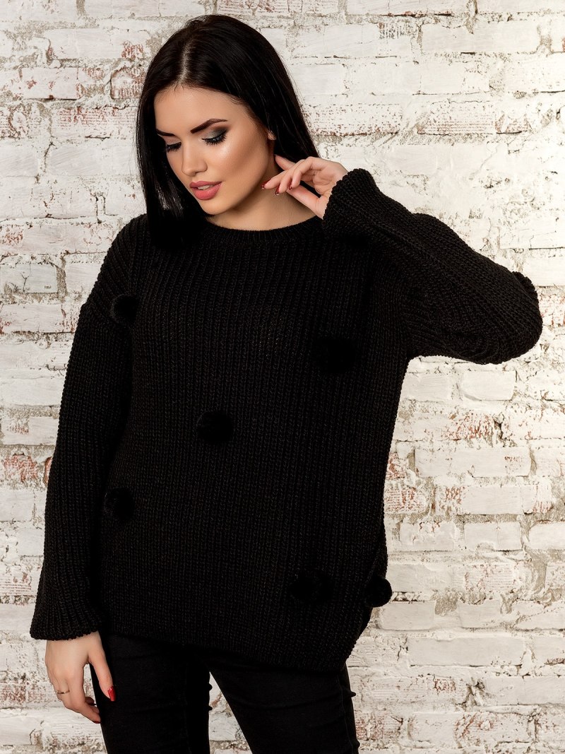 Черная вязаная кофта