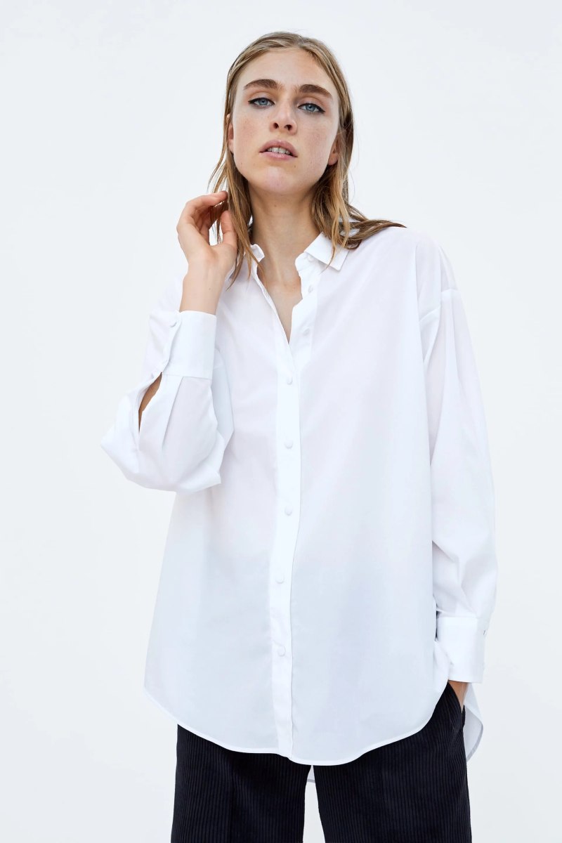 Белая рубашка Zara оверсайз