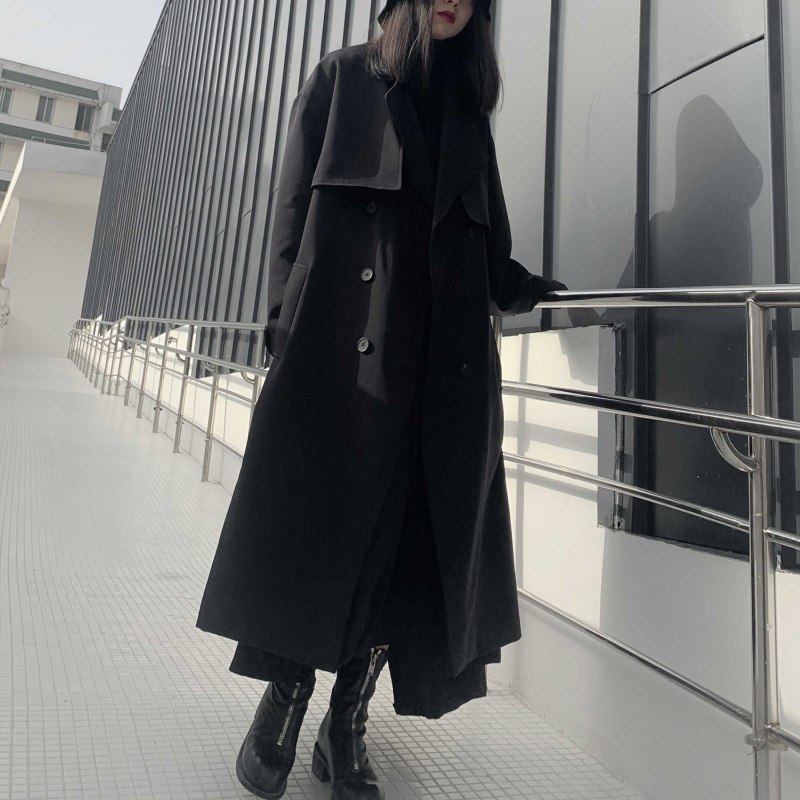 Mango черное длинное пальто Oversize